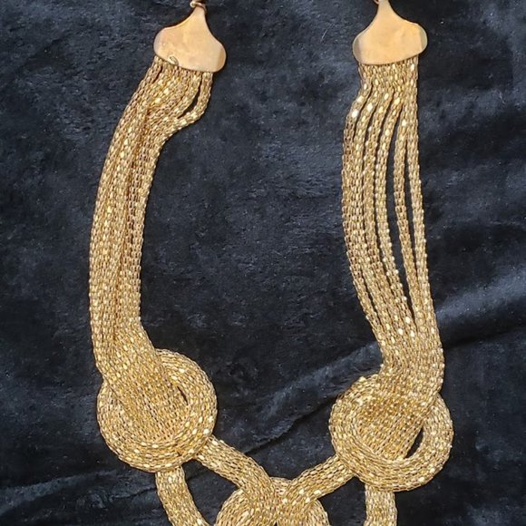 Vintage Burnished Gold Tone Bib Choker - Picture 4 of 6